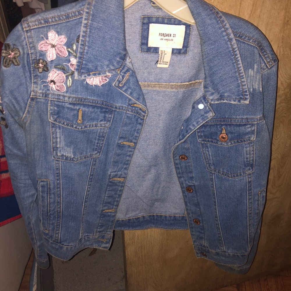 Forever 21 Embroidered Denim Jacket